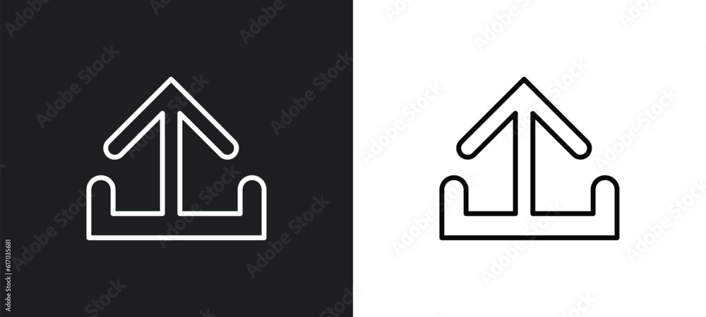Poster output line icon in white and black colors. output flat vector icon from output collection for web, 