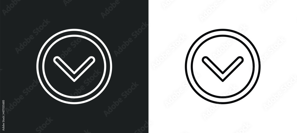 Poster down line icon in white and black colors. down flat vector icon from down collection for web, mobile