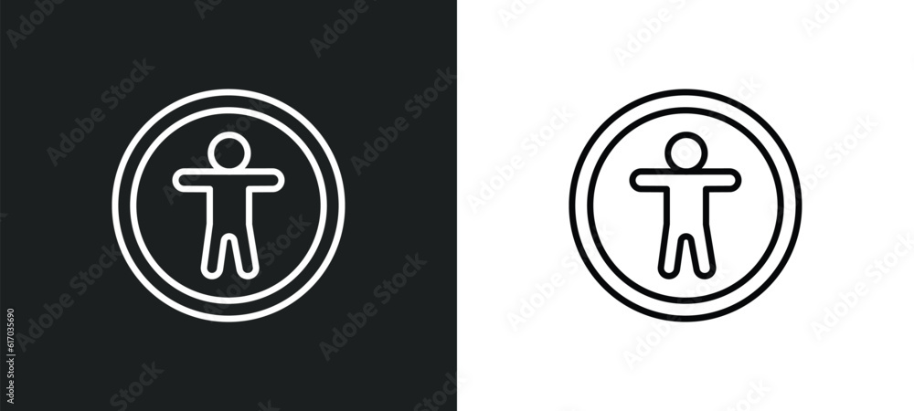 Poster accessability line icon in white and black colors. accessability flat vector icon from accessability