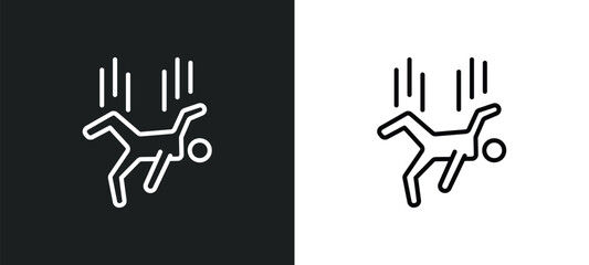 falling line icon in white and black colors. falling flat vector icon from falling collection for web, mobile apps and ui.