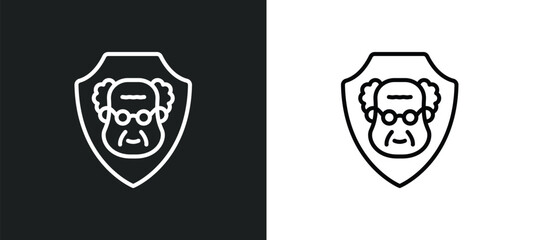 elderly line icon in white and black colors. elderly flat vector icon from elderly collection for web, mobile apps and ui.
