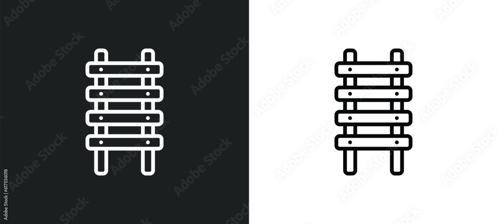 Poster step ladder line icon in white and black colors. step ladder flat vector icon from step ladder colle