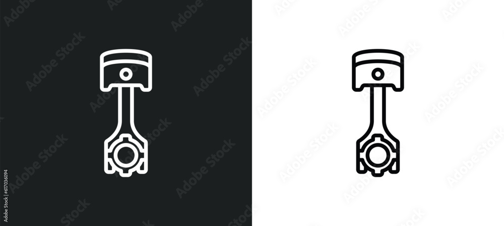 Poster piston line icon in white and black colors. piston flat vector icon from piston collection for web, 