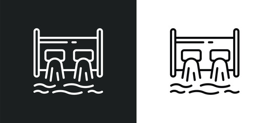 hydro power generation line icon in white and black colors. hydro power generation flat vector icon from hydro power generation collection for web, mobile apps and ui.