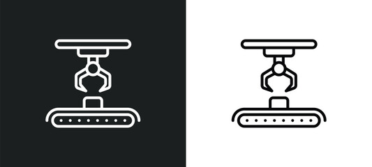 hinery line icon in white and black colors. hinery flat vector icon from hinery collection for web, mobile apps and ui.