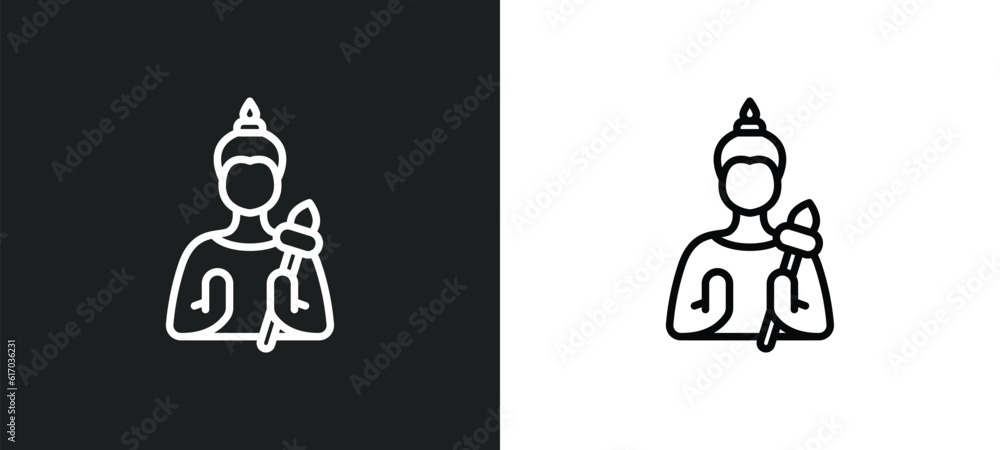 Poster vishnu line icon in white and black colors. vishnu flat vector icon from vishnu collection for web, 