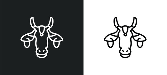 indian cow line icon in white and black colors. indian cow flat vector icon from indian cow collection for web, mobile apps and ui.