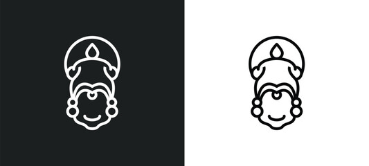 kathakali line icon in white and black colors. kathakali flat vector icon from kathakali collection for web, mobile apps and ui.