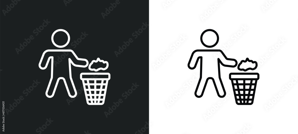 Poster throw line icon in white and black colors. throw flat vector icon from throw collection for web, mob
