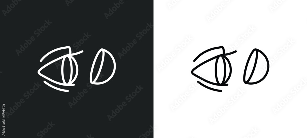 Poster lens line icon in white and black colors. lens flat vector icon from lens collection for web, mobile