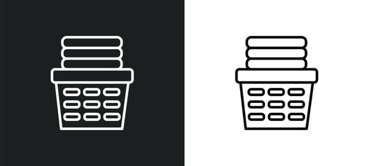laundry basket line icon in white and black colors. laundry basket flat vector icon from laundry basket collection for web, mobile apps and ui.