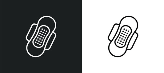sanitary napkin line icon in white and black colors. sanitary napkin flat vector icon from sanitary napkin collection for web, mobile apps and ui.