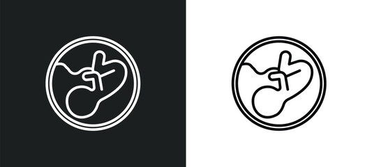 human fetus line icon in white and black colors. human fetus flat vector icon from human fetus collection for web, mobile apps and ui.