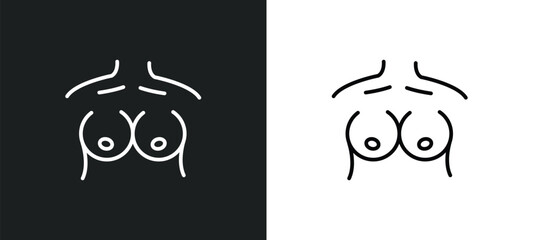 human breast line icon in white and black colors. human breast flat vector icon from human breast collection for web, mobile apps and ui.