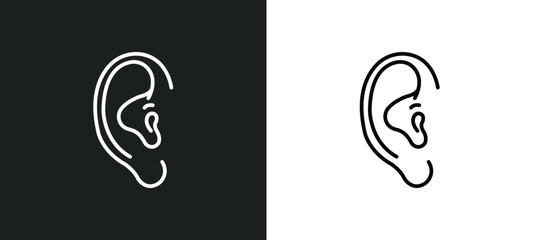 human ear line icon in white and black colors. human ear flat vector icon from human ear collection for web, mobile apps and ui.