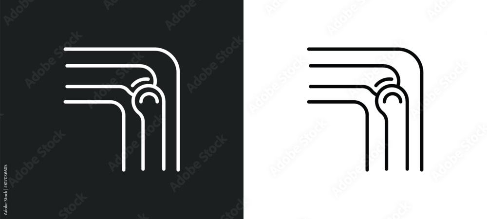 Poster bones joint line icon in white and black colors. bones joint flat vector icon from bones joint colle