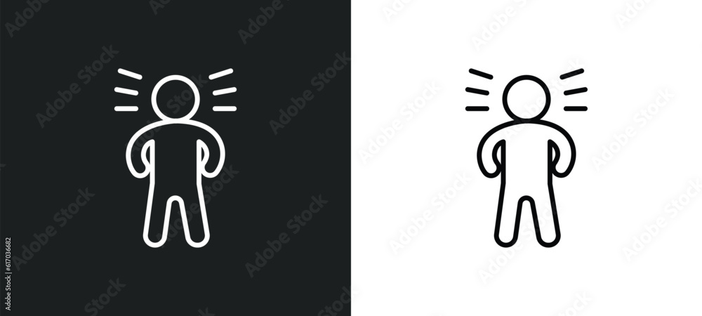 Poster proud pose line icon in white and black colors. proud pose flat vector icon from proud pose collecti