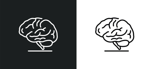 brain body organ line icon in white and black colors. brain body organ flat vector icon from brain body organ collection for web, mobile apps and ui.