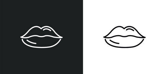 big lips line icon in white and black colors. big lips flat vector icon from big lips collection for web, mobile apps and ui.
