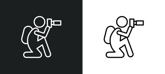 nature photographer line icon in white and black colors. nature photographer flat vector icon from nature photographer collection for web, mobile apps and ui.