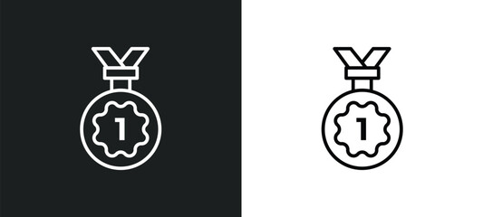 first prize line icon in white and black colors. first prize flat vector icon from first prize collection for web, mobile apps and ui.