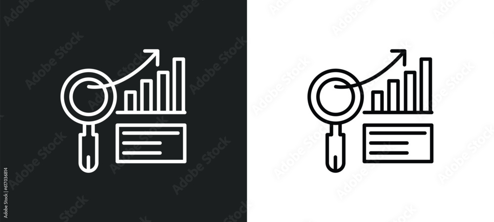 Poster analysis line icon in white and black colors. analysis flat vector icon from analysis collection for
