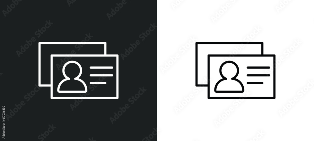 Poster personal profile line icon in white and black colors. personal profile flat vector icon from persona