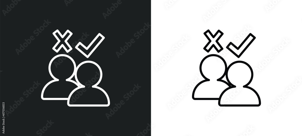 Poster selection process line icon in white and black colors. selection process flat vector icon from selec
