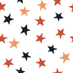Cute stars seamless pattern in doodle style. Constellation wallpaper