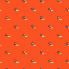 Cute snails seamless pattern. Funny cartoon character wallpaper in doodle style.
