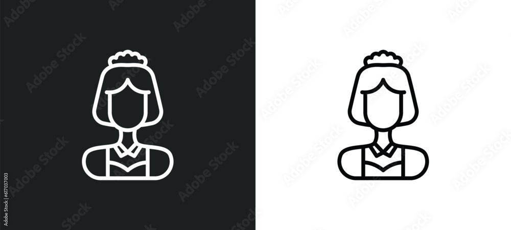 Poster servant line icon in white and black colors. servant flat vector icon from servant collection for we
