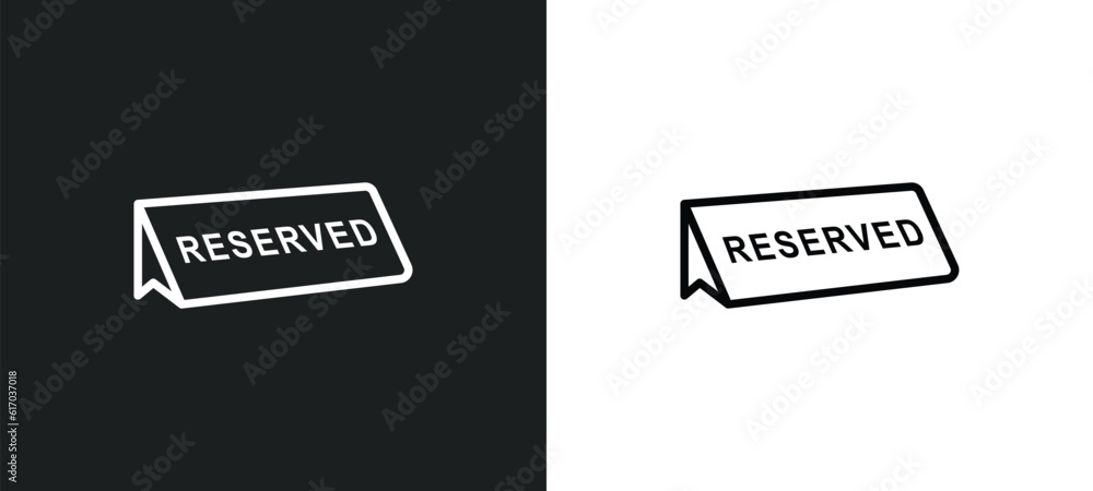 Poster reserved line icon in white and black colors. reserved flat vector icon from reserved collection for
