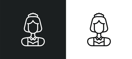 servant line icon in white and black colors. servant flat vector icon from servant collection for web, mobile apps and ui.