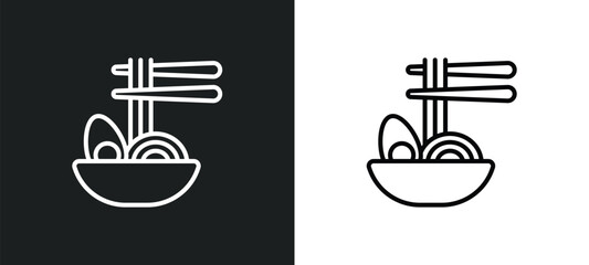 ramen line icon in white and black colors. ramen flat vector icon from ramen collection for web, mobile apps and ui.
