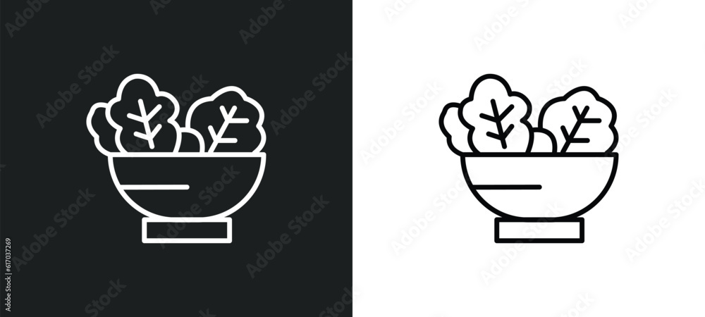 Poster salad line icon in white and black colors. salad flat vector icon from salad collection for web, mob