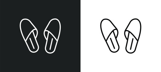 slippers line icon in white and black colors. slippers flat vector icon from slippers collection for web, mobile apps and ui.