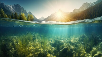 A mountain view of an island from mid water