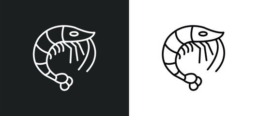 shrimp line icon in white and black colors. shrimp flat vector icon from shrimp collection for web, mobile apps and ui.