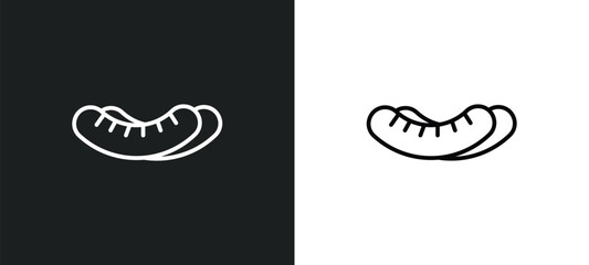 sausage line icon in white and black colors. sausage flat vector icon from sausage collection for web, mobile apps and ui.