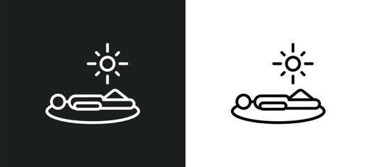 sunba line icon in white and black colors. sunba flat vector icon from sunba collection for web, mobile apps and ui.