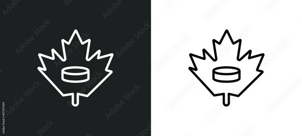 Poster maple leaf line icon in white and black colors. maple leaf flat vector icon from maple leaf collecti