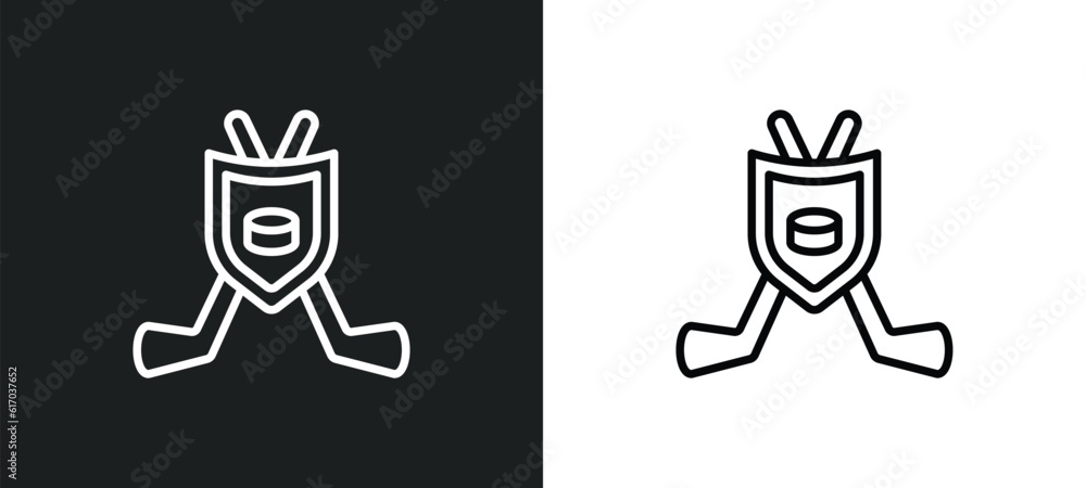 Poster emblem line icon in white and black colors. emblem flat vector icon from emblem collection for web, 