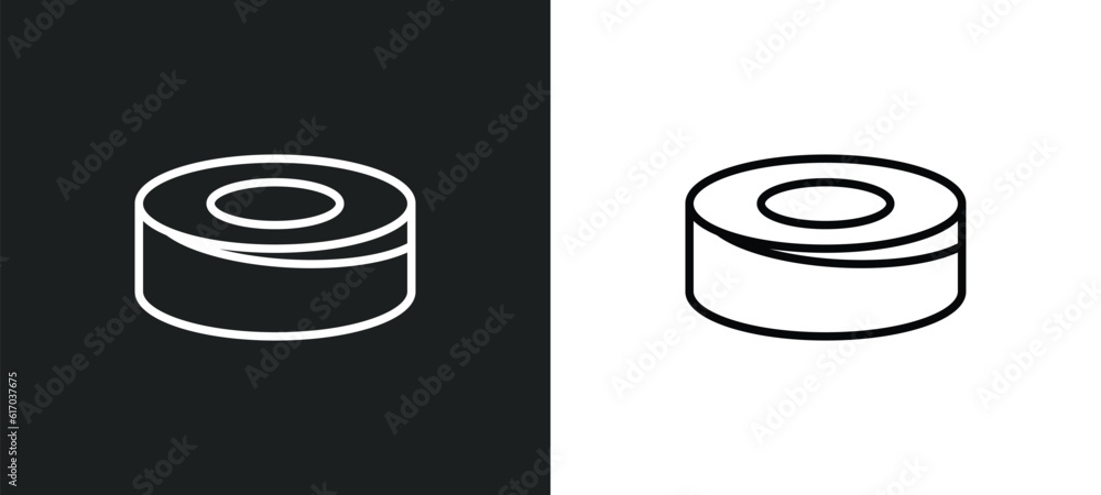 Aufkleber puck line icon in white and black colors. puck flat vector icon from puck collection for web, mobile