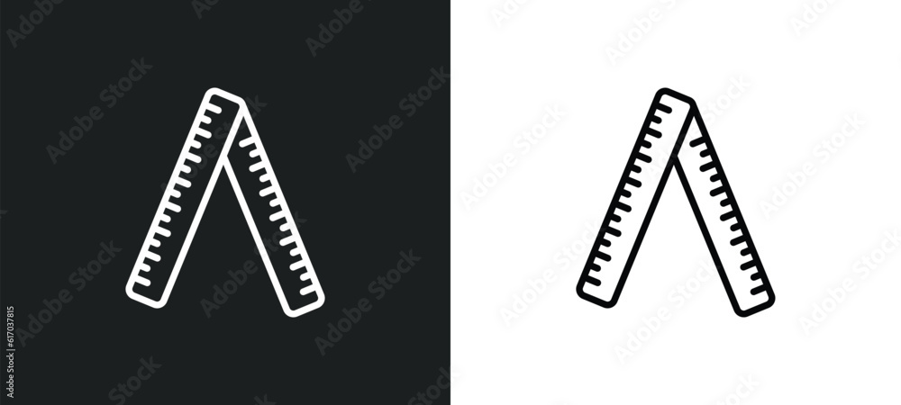 Poster ruler line icon in white and black colors. ruler flat vector icon from ruler collection for web, mob