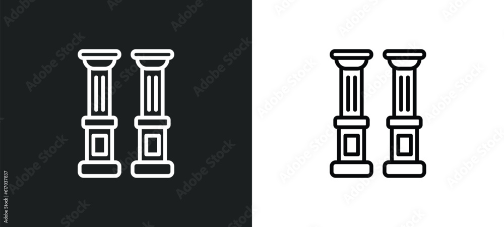 Poster columns line icon in white and black colors. columns flat vector icon from columns collection for we