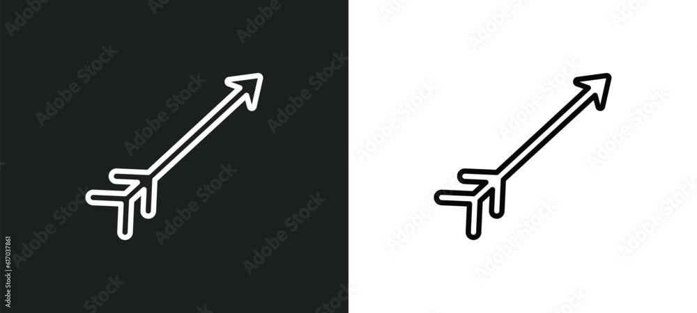 Poster arrow line icon in white and black colors. arrow flat vector icon from arrow collection for web, mob