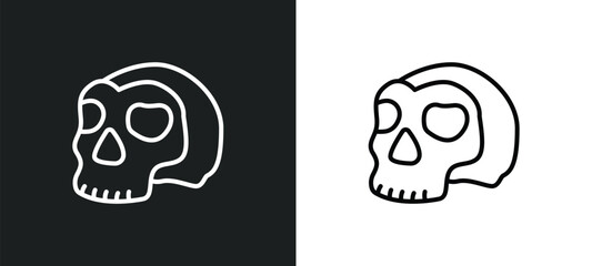 skull line icon in white and black colors. skull flat vector icon from skull collection for web, mobile apps and ui.
