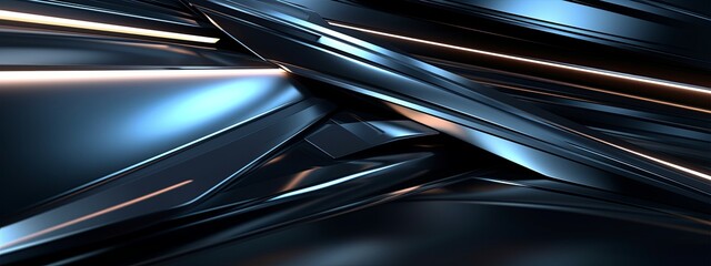 An abstract representation of futuristic technology with sleek lines, gradients, and metallic elements, giving web banner a cutting-edge look. Generative Ai