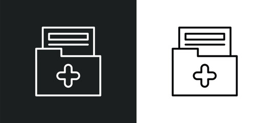medical result line icon in white and black colors. medical result flat vector icon from medical result collection for web, mobile apps and ui.