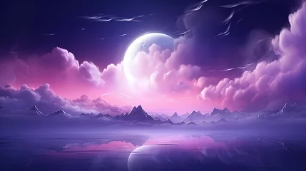 Foto op Canvas Night time dreamy cloud landscape background © Absent Satu